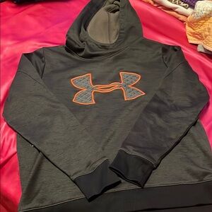 Under Armour Kids Dark Gray Hoodie with Orange Logo